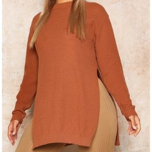 Boohoo Plus Split Side Knit Sweater